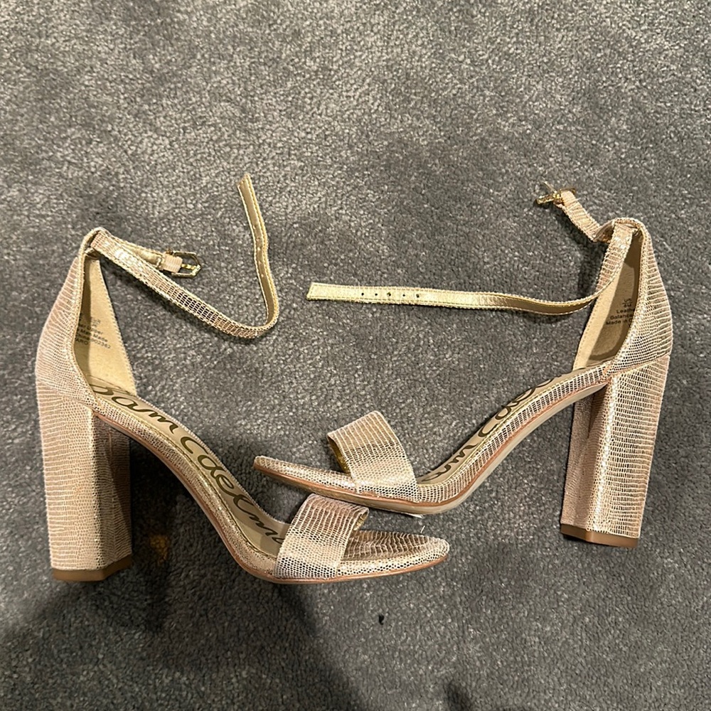 Sam Edelman rose gold open toe heels